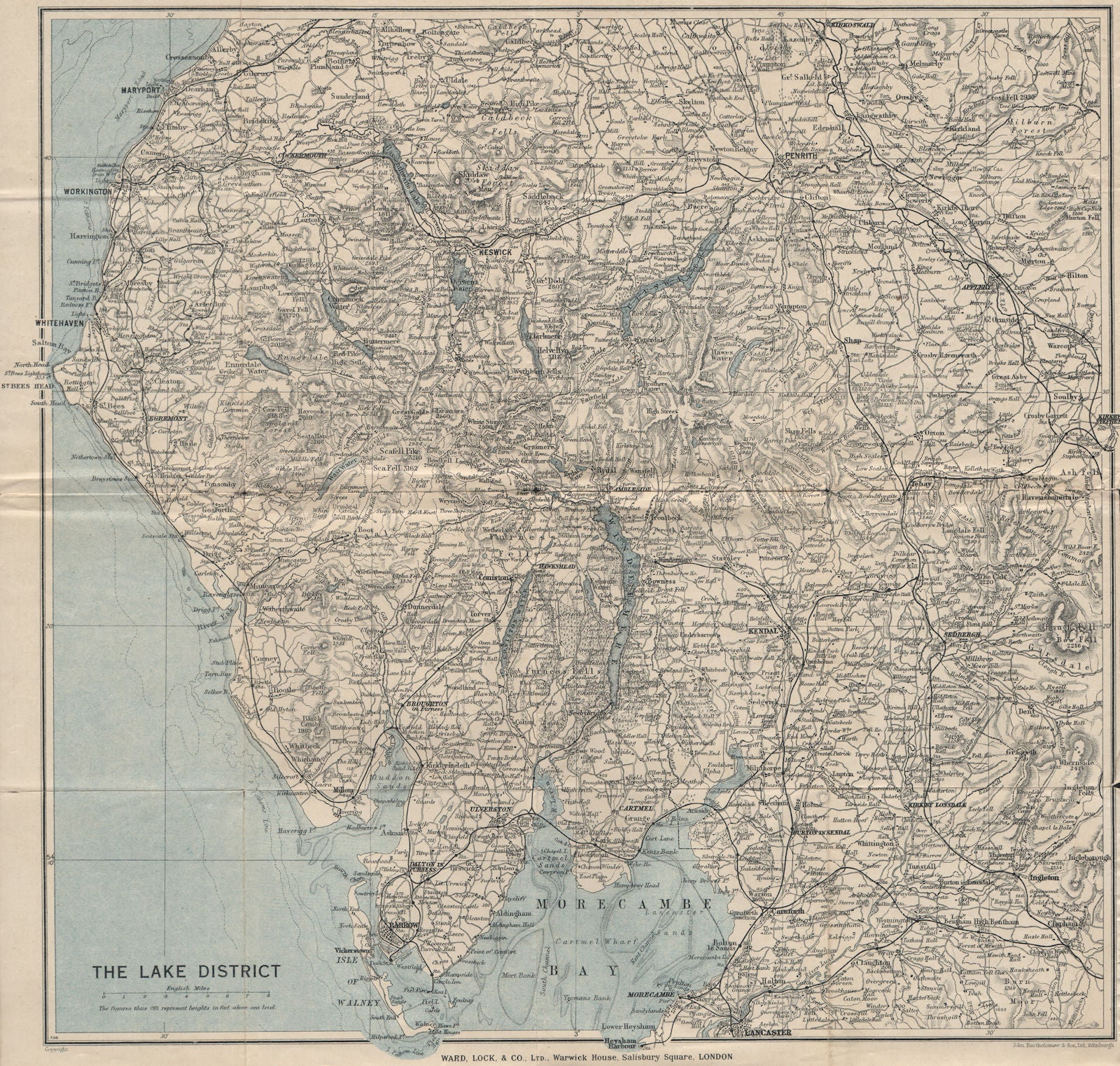 THE LAKE DISTRICT. Cumbria. WARD LOCK 1934 old vintage map plan chart